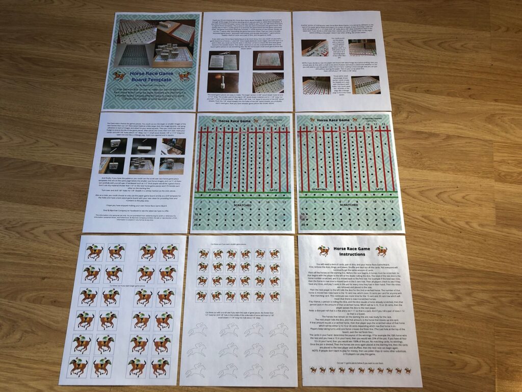 Horse Race Board Game Template Etsy