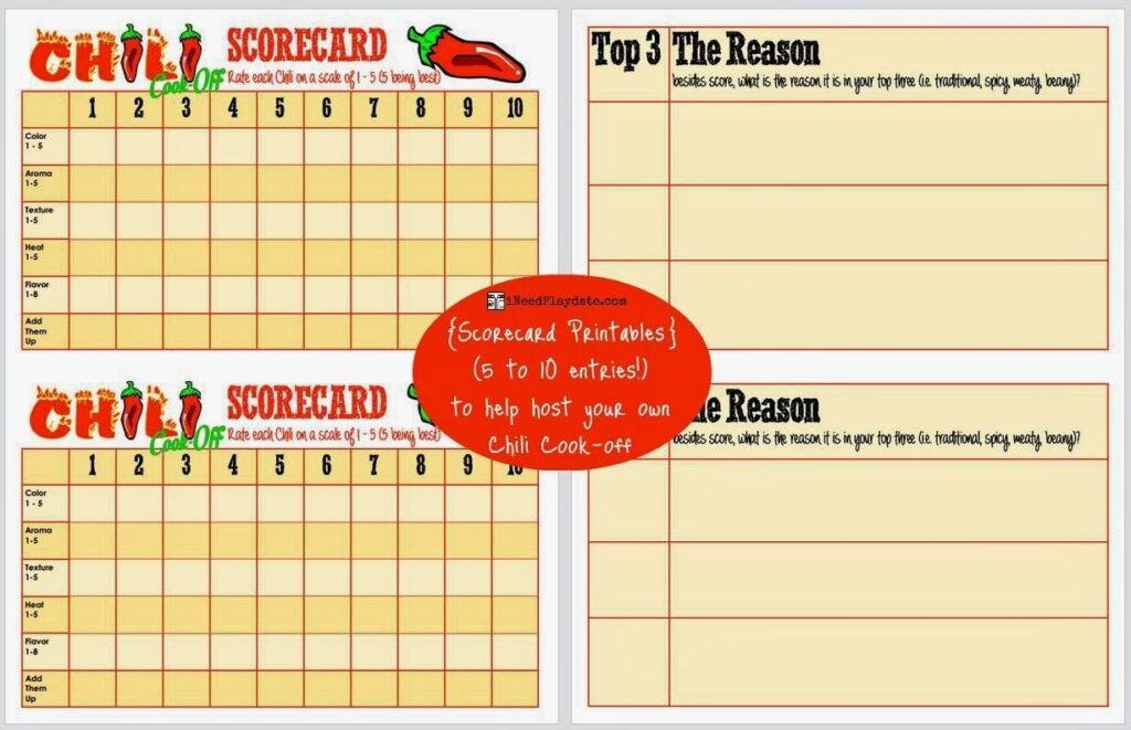 Hosting A Chili Cook Off In 5 Easy Steps Scorecard Printable free Chili Cook Off Cook Off Chili