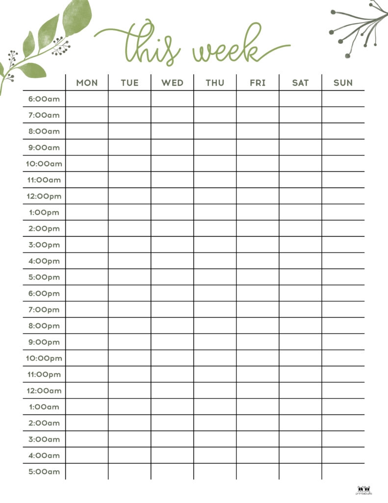 Printable Hourly Schedule Template