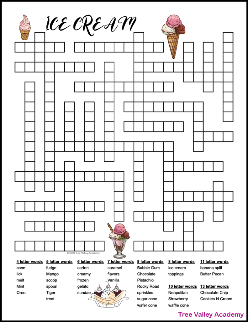 Ice Cream Fill In Puzzle Tree Valley Academy