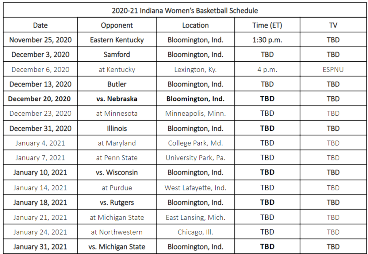 Printable Iu Basketball Schedule