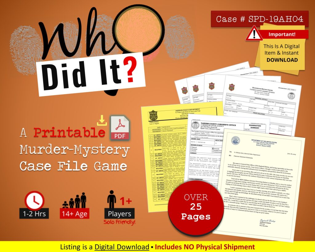 INSTANT DOWNLOAD Case File Detective Game Printable PDF Etsy de