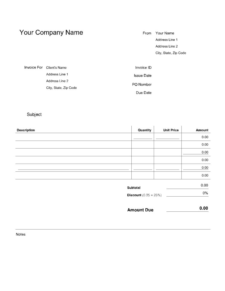 Free Printable Blank Invoice