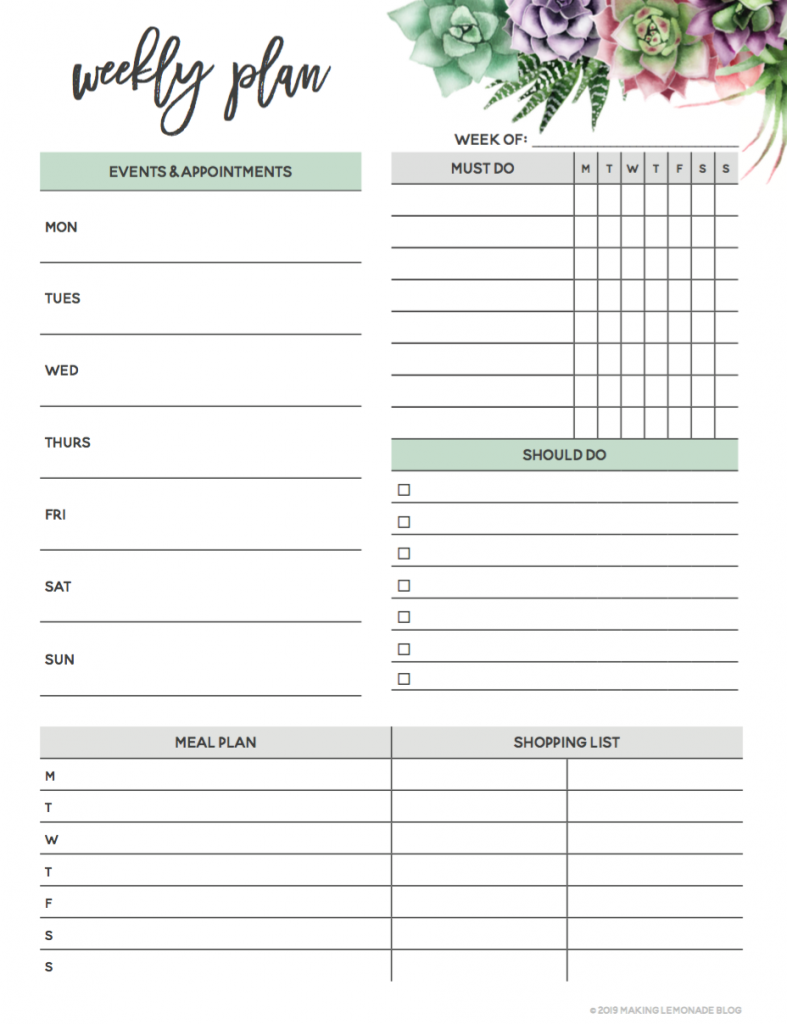 It s Here Get Your FREE 2020 Printable Planner Making Lemonade Weekly Planner Printable Planner Printables Free Weekly Planner Template
