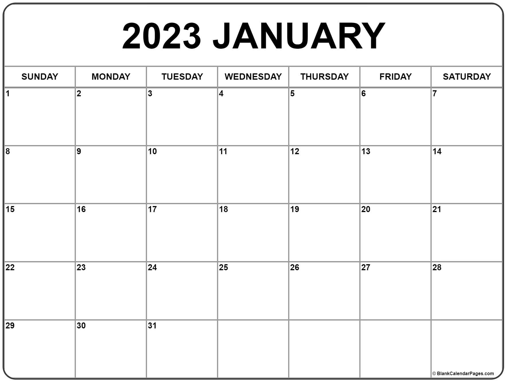 January 2023 Calendar Free Printable Calendar