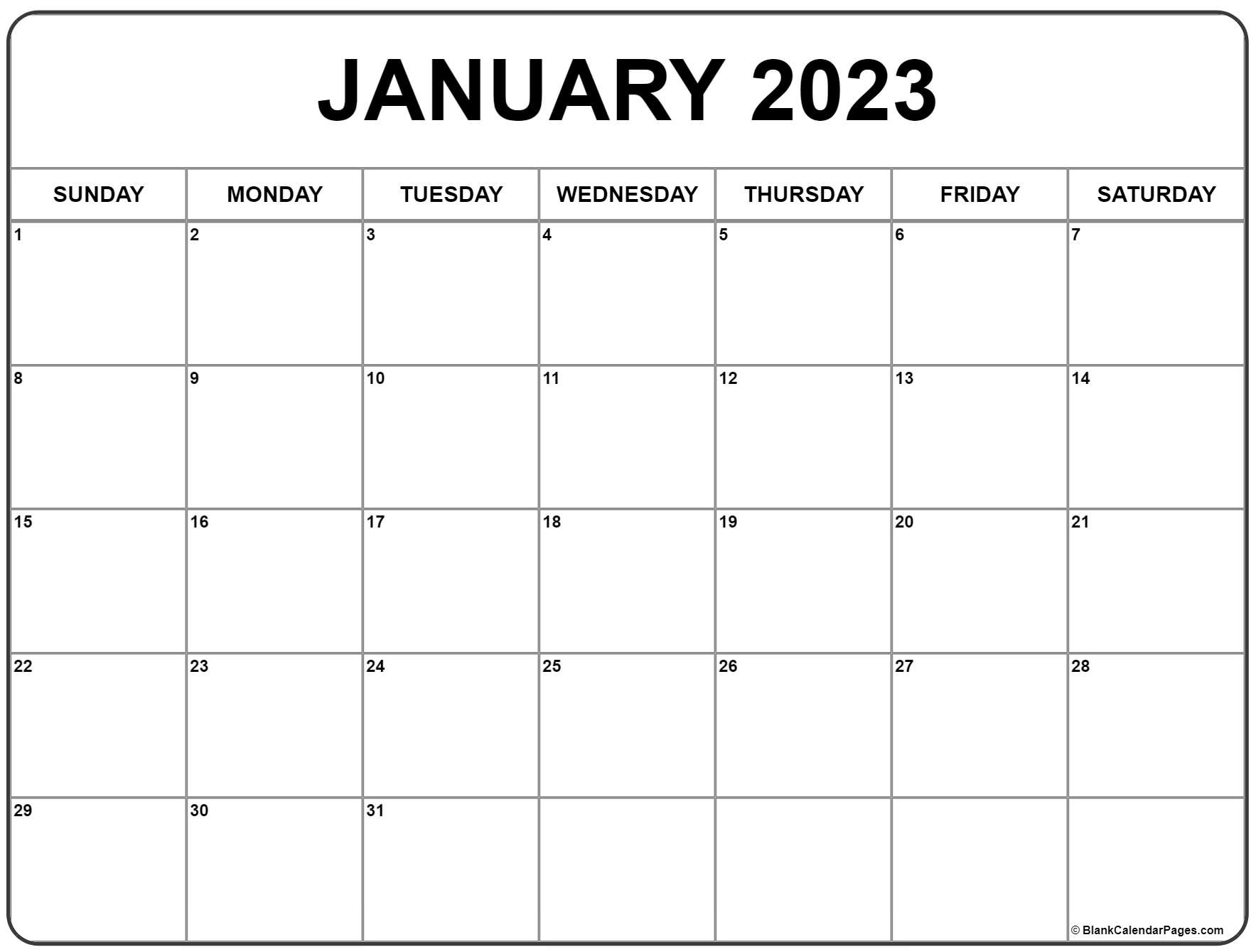 January 2023 Calendar Free Printable Calendar