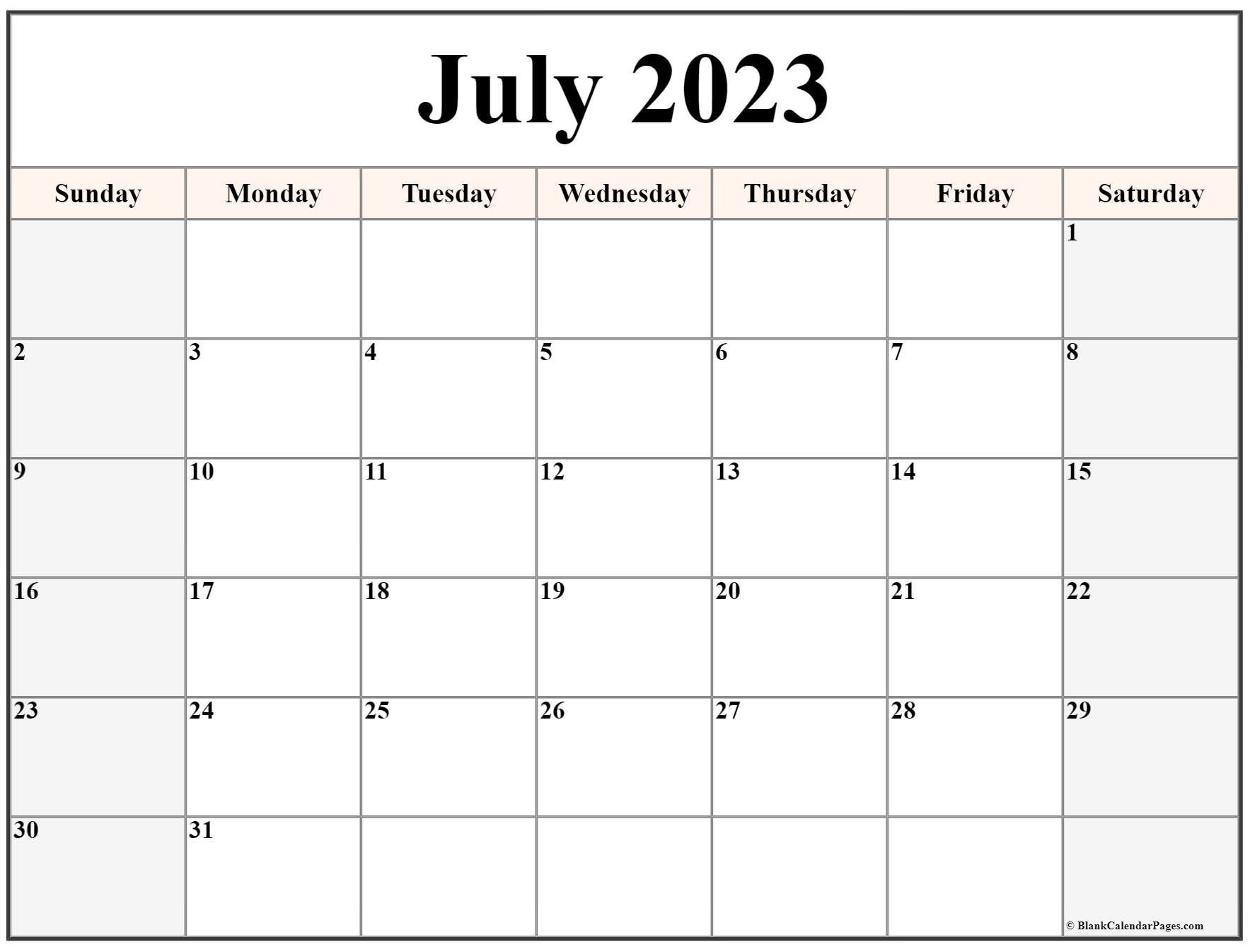 Summer 2023 Calendar Printable