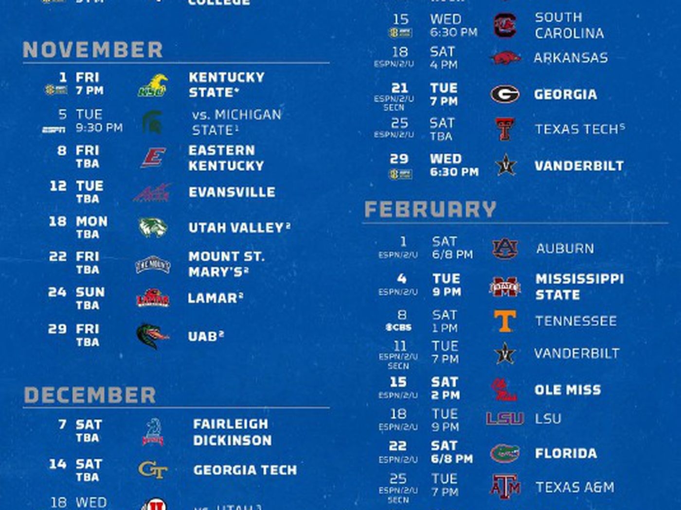 Printable Kentucky Basketball Schedule Free Printable Templates