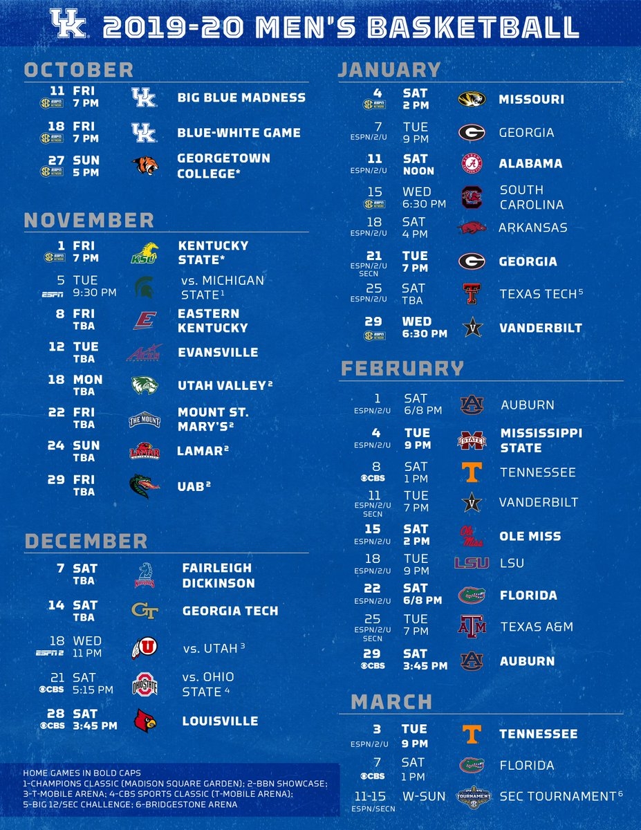 Printable University Of Ky Basketball Schedule