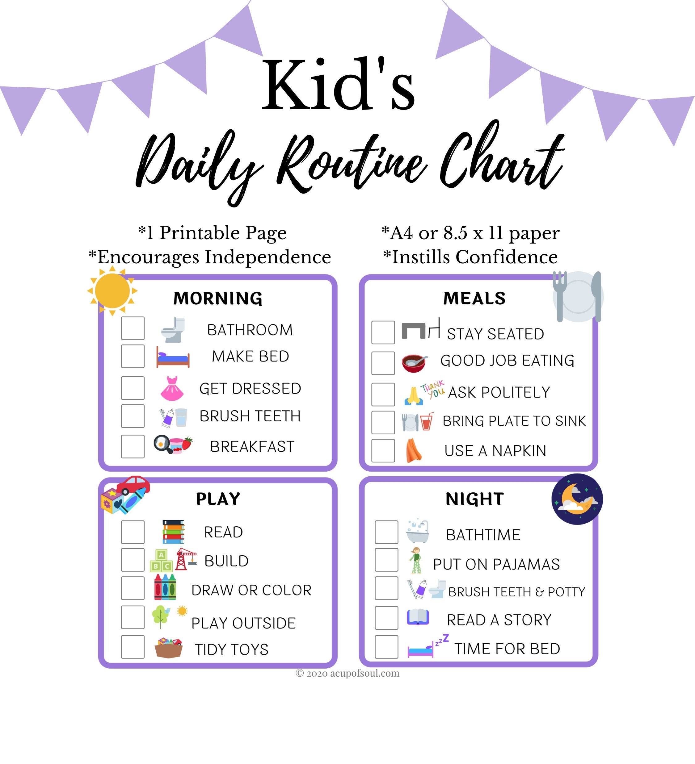 Kid s Daily Routine Chart Toddler Daily Routine Etsy de