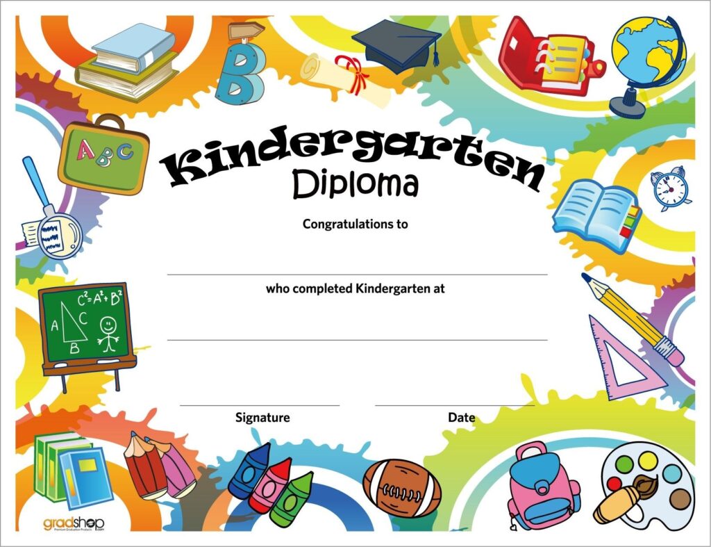Kindergarten Diploma Preschool Diploma Kindergarten Diploma Graduation Certificate Template