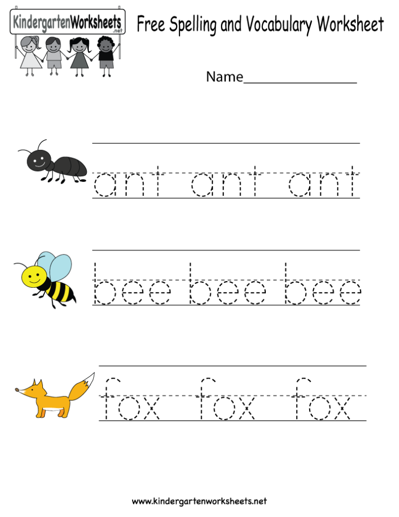 Kindergarten Free Spelling And Vocabulary Worksheet Printable Vocabulary Worksheets Kindergarten Worksheets Free Kindergarten Worksheets