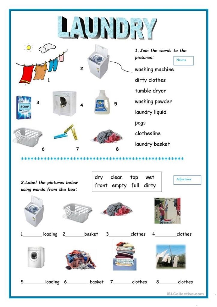 Laundry English ESL Worksheets For Distance Learning And Physical Classrooms Life Skills Lessons Teaching Life Skills Living Skills