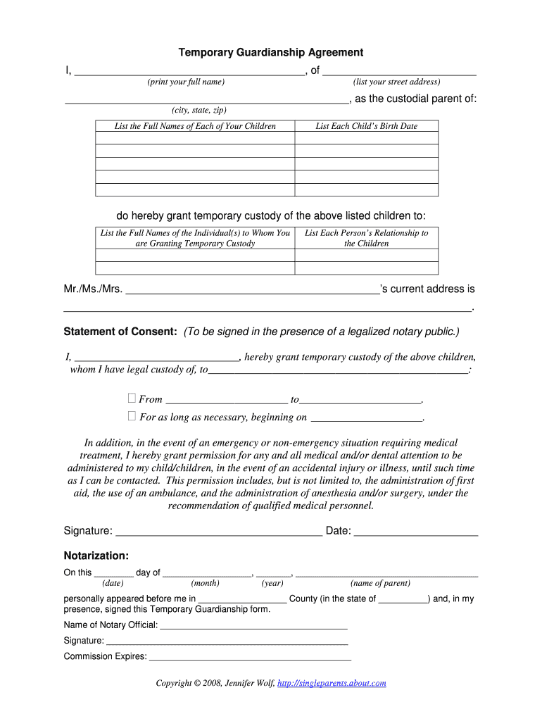 Legal Guardianship Document Fill Online Printable Fillable Blank PdfFiller
