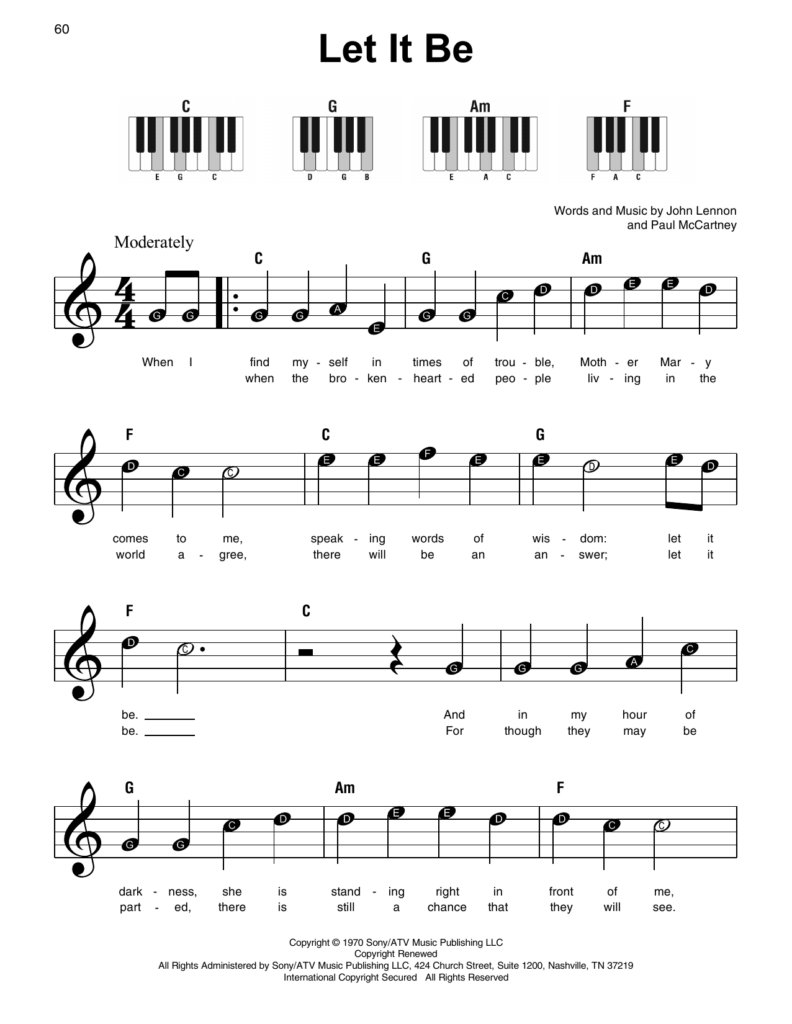 Let It Be Sheet Music The Beatles Super Easy Piano Easy Piano Songs Easy Piano Sheet Music Easy Piano