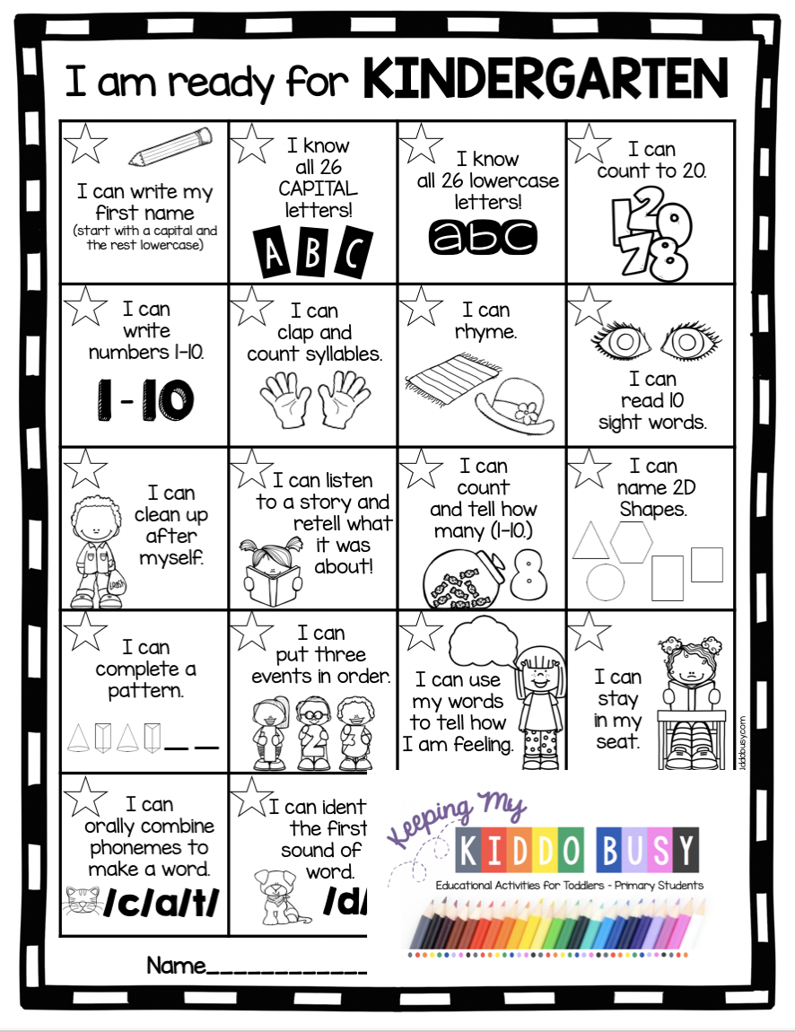 Free Printable Kindergarten Readiness Checklist Free Printable Templates
