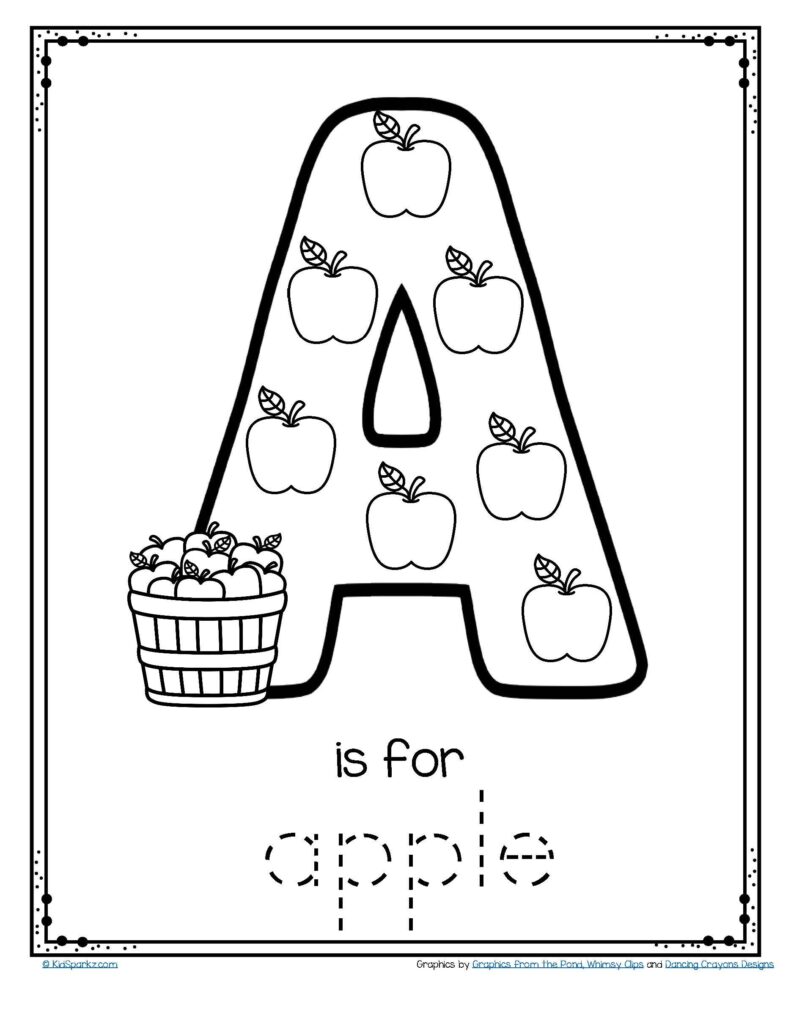 Letter A Is For Apple Trace And Color Printable FREE Letter Worksheets For Preschool Apple Coloring Pages Preschool Alphabet Printables