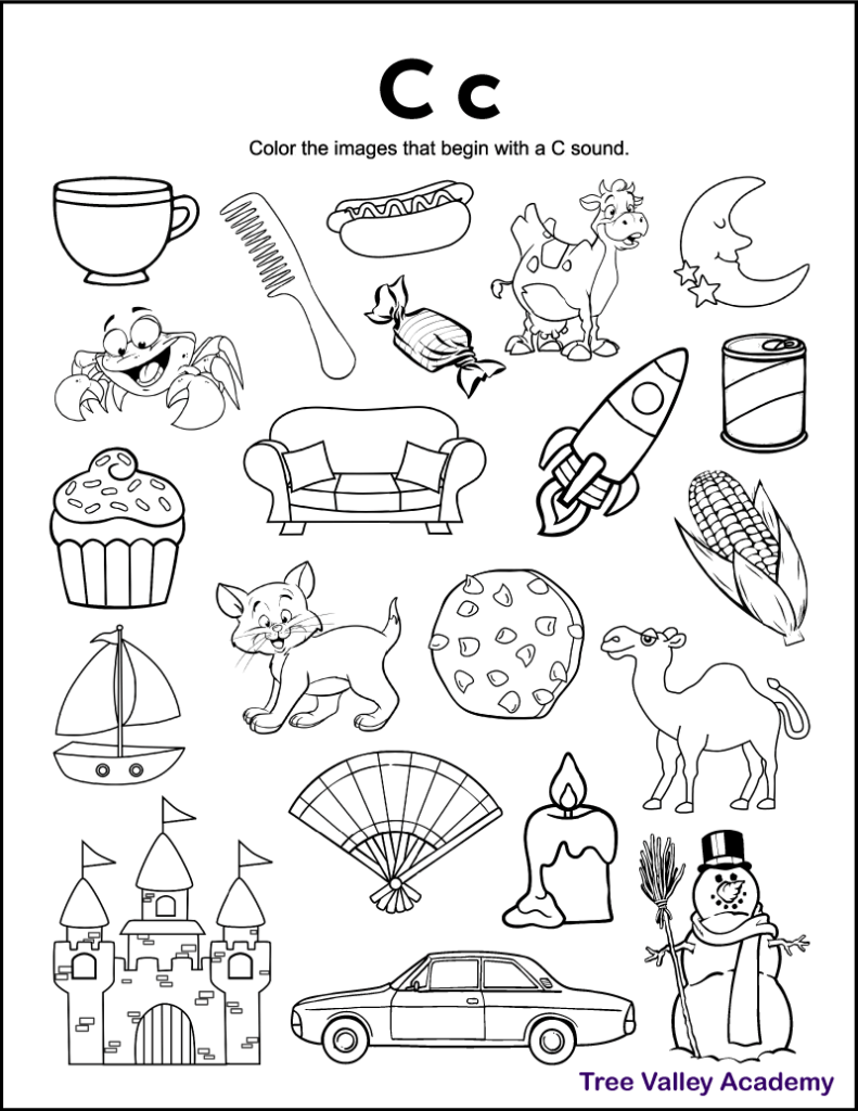 Letter C Sound Worksheets Tree Valley Academy