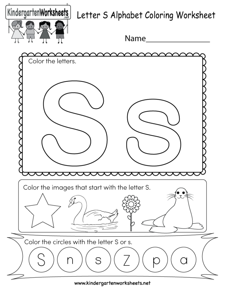 Letter S Coloring Worksheet Free Kindergarten English Worksheet For Kids