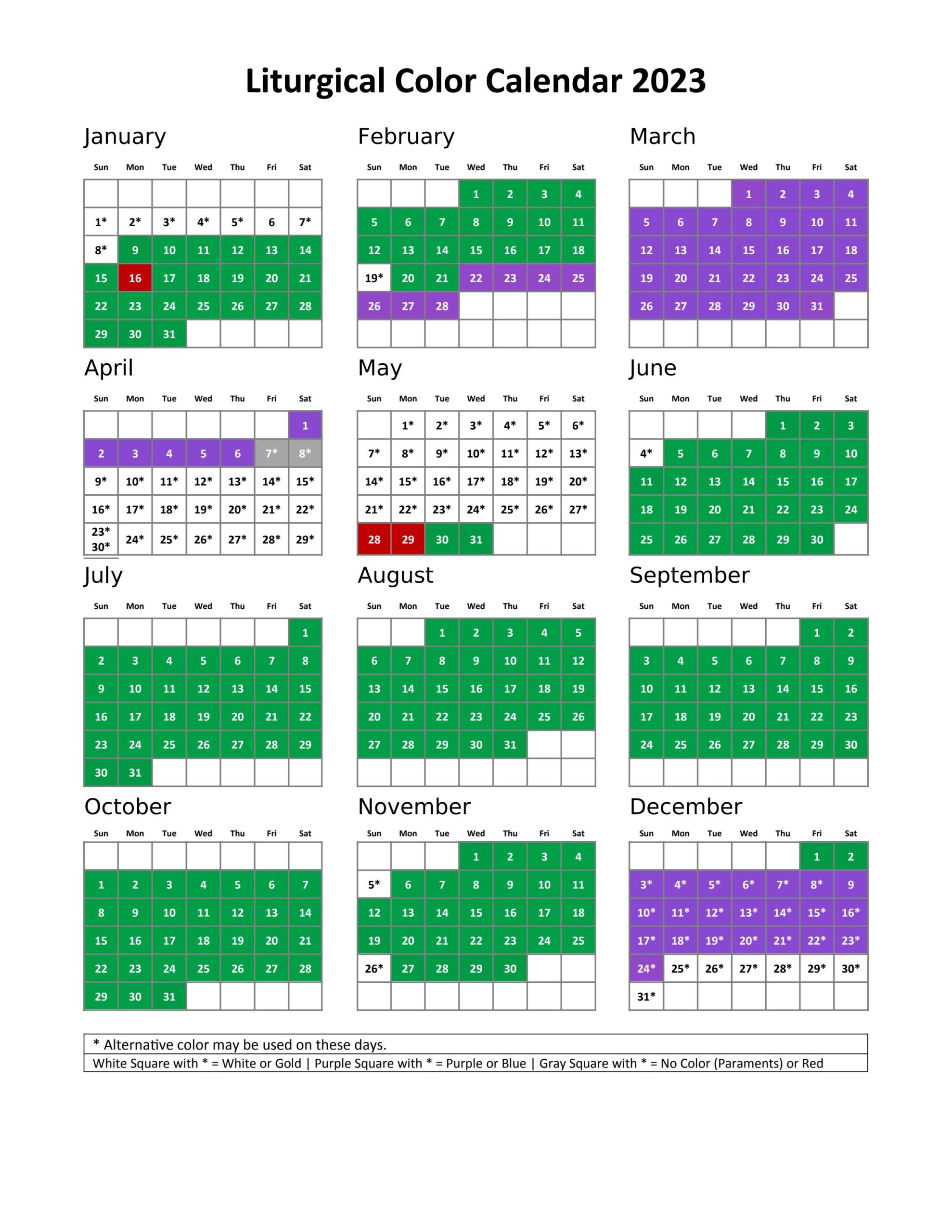 Liturgical Color Calendar 2023 By United Methodist Publishing House Cokesbury Issuu