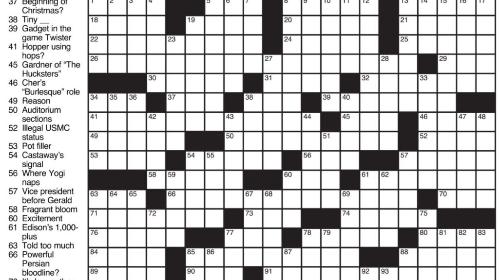 Free Sunday Crossword Puzzles Printable