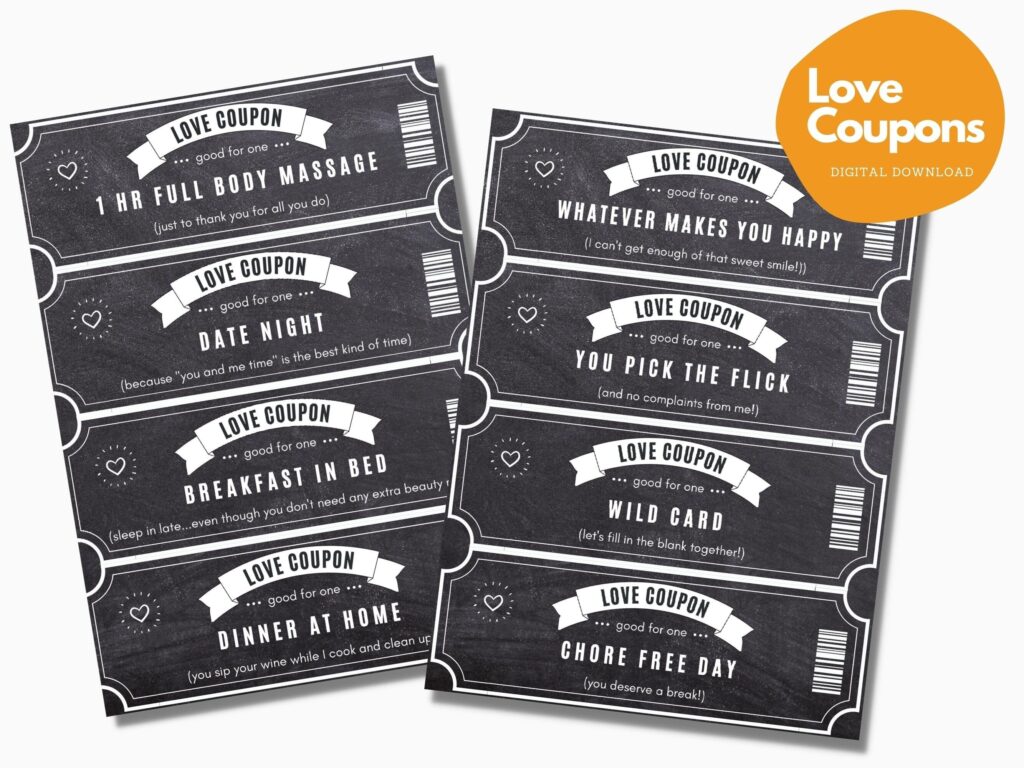 Love Coupons Black And White Coupons Eight Love Coupons Etsy