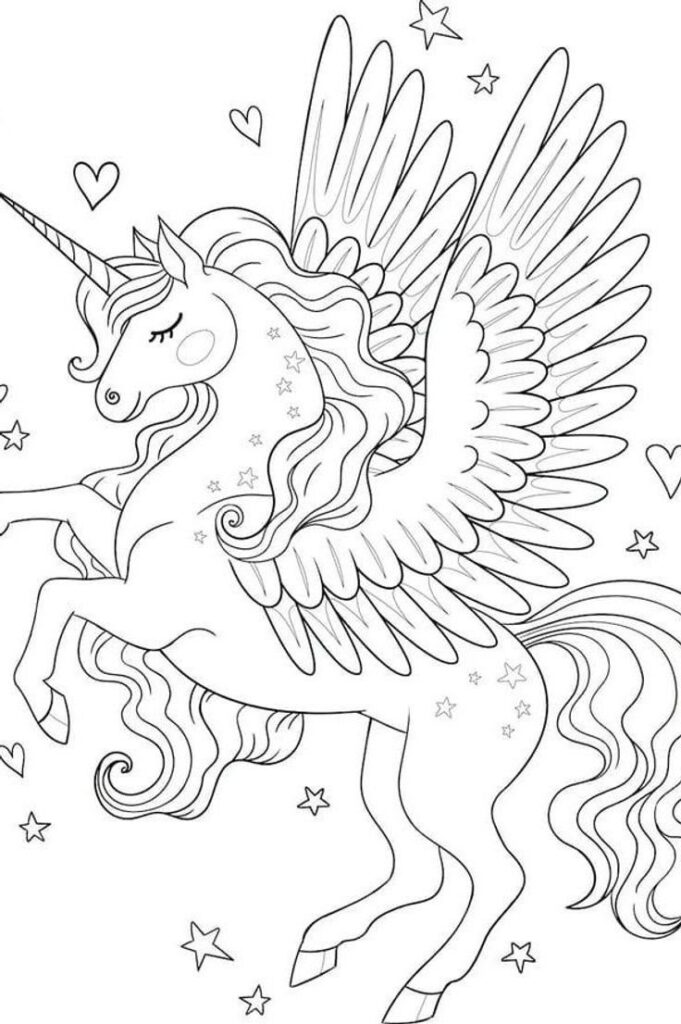 Magical Unicorn Coloring Page PDF And Print Free Coloring Pages For Kids Unicorn Coloring Pages Free Coloring Pages Free Kids Coloring Pages