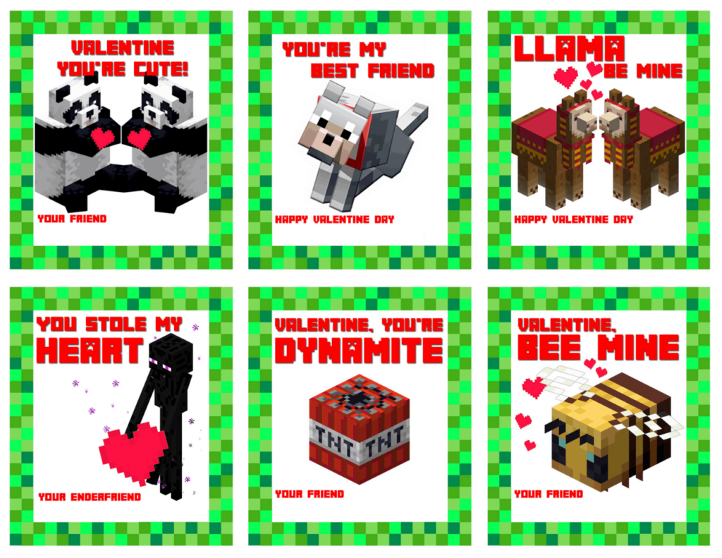 Make A Minecraft Valentine Cards For Your Kid s Classroom