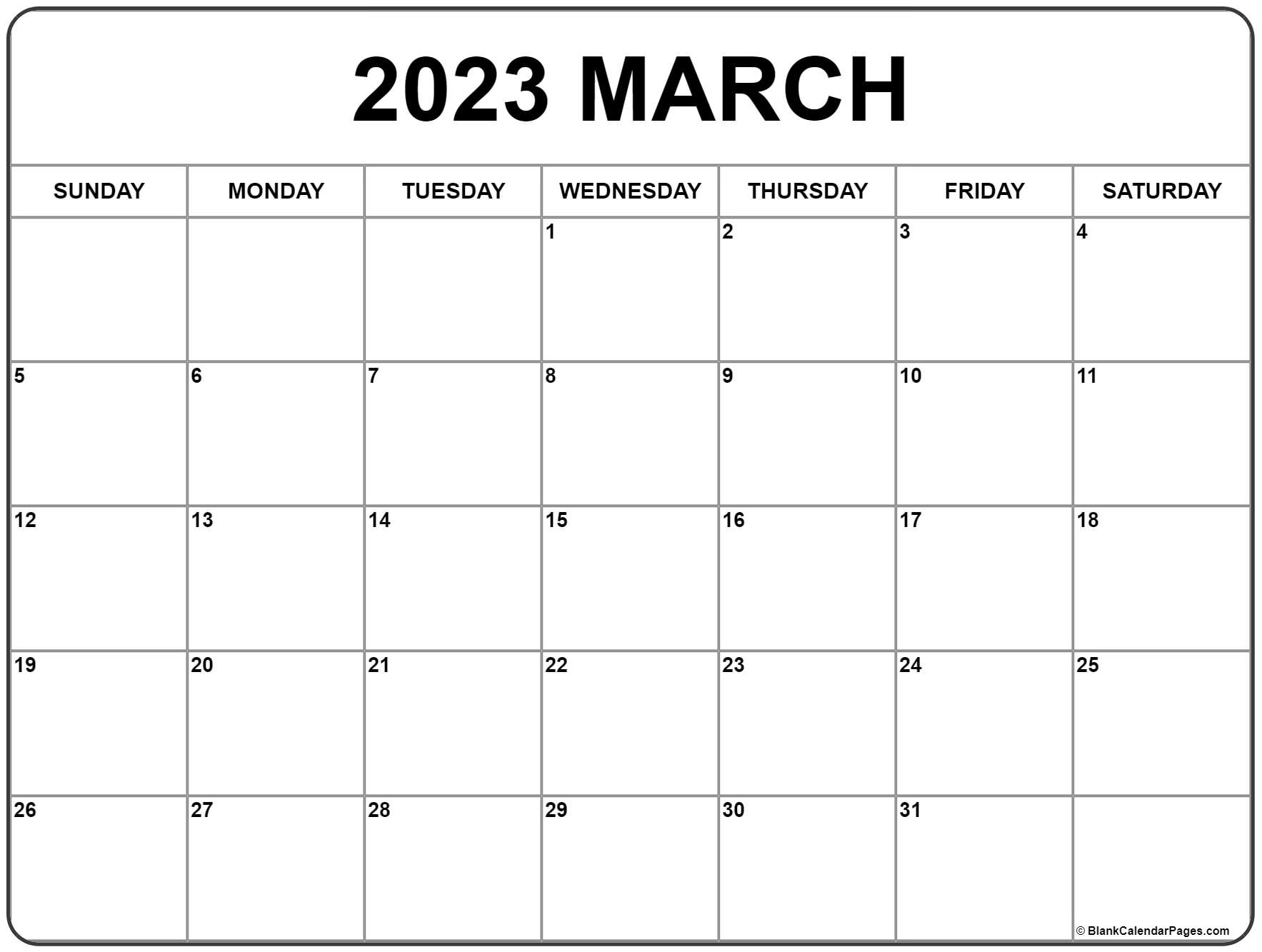 March 2023 Calendar With Holidays Printable