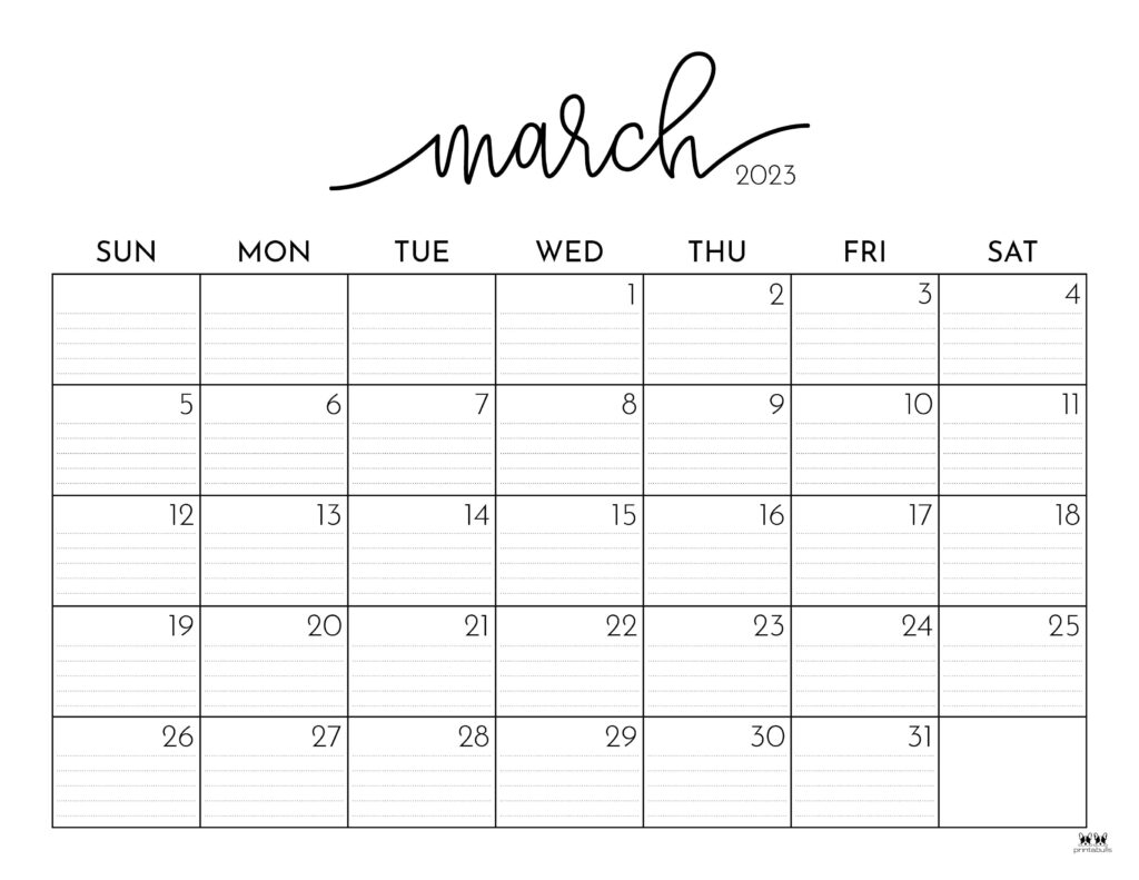 March Printable Calendar 2023