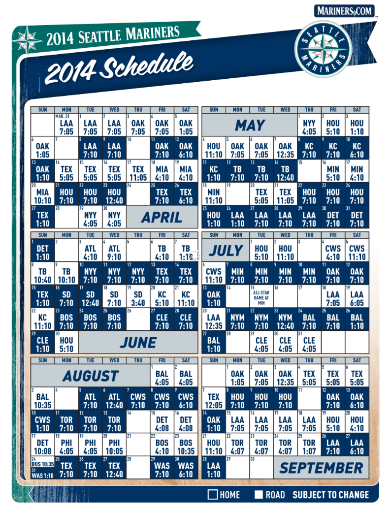 Seattle Mariners Printable Schedule Free Printable Templates
