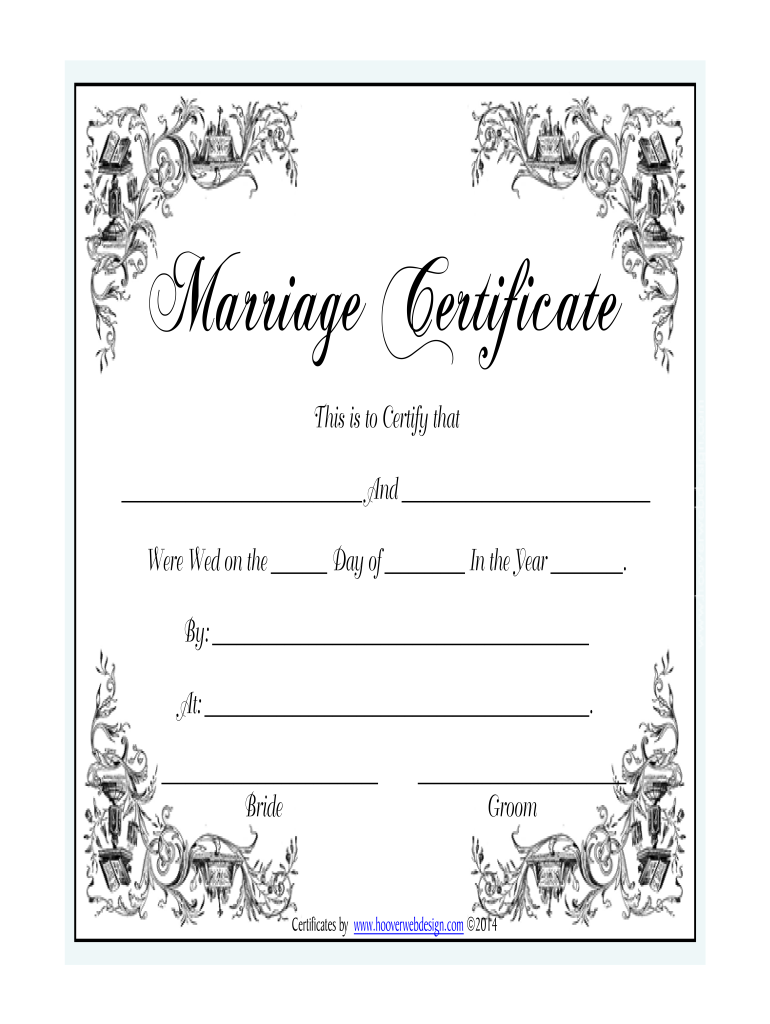 Marriage Certificate Fill Online Printable Fillable Blank PdfFiller