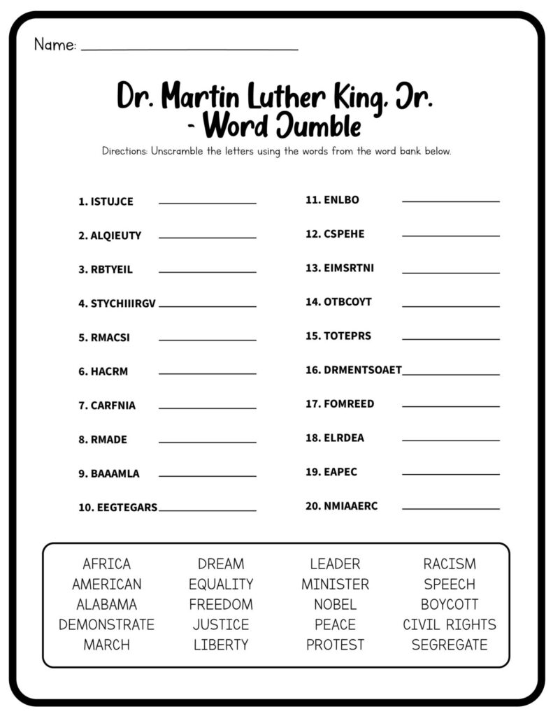 Martin Luther King Jr Worksheets Free Printables Frugal Mom Eh 