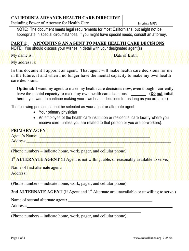 Medical Power Of Attorney California Pdf Fill Online Printable Fillable Blank PdfFiller