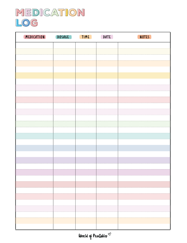 Medication Log 8 Of The Best Templates World Of Printables