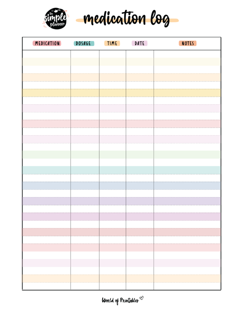 Medication Log 8 Of The Best Templates World Of Printables