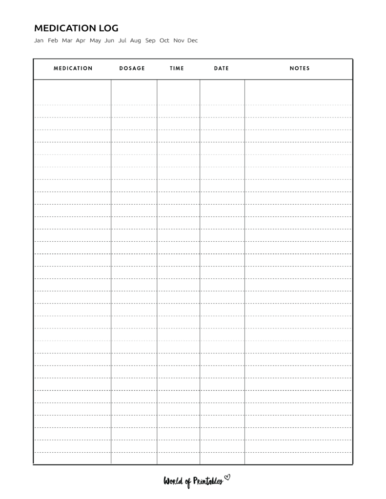 Medication Log 8 Of The Best Templates World Of Printables