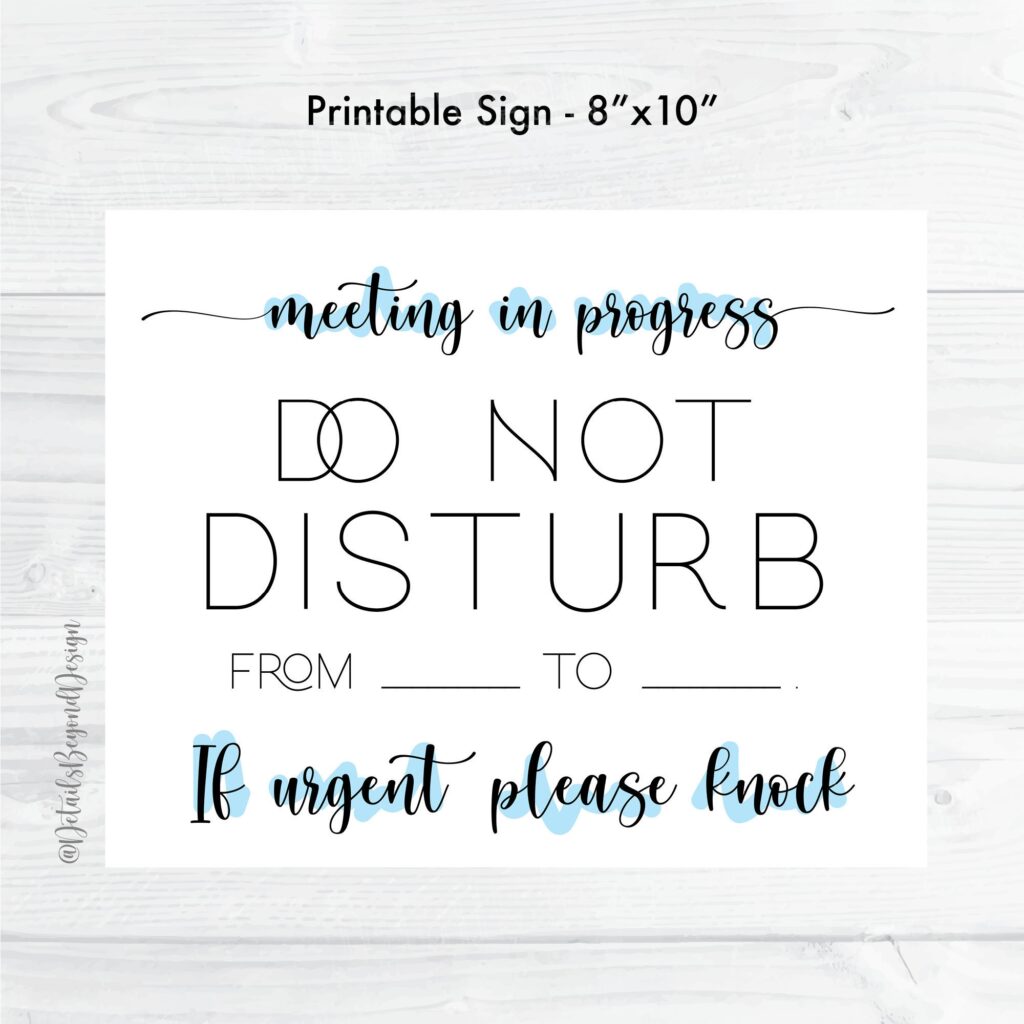 Meeting In Progress Printable Sign Instant Download Etsy de