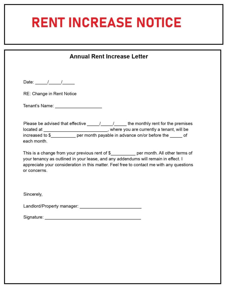 Free Printable Rent Increase Notice Free Printable Templates