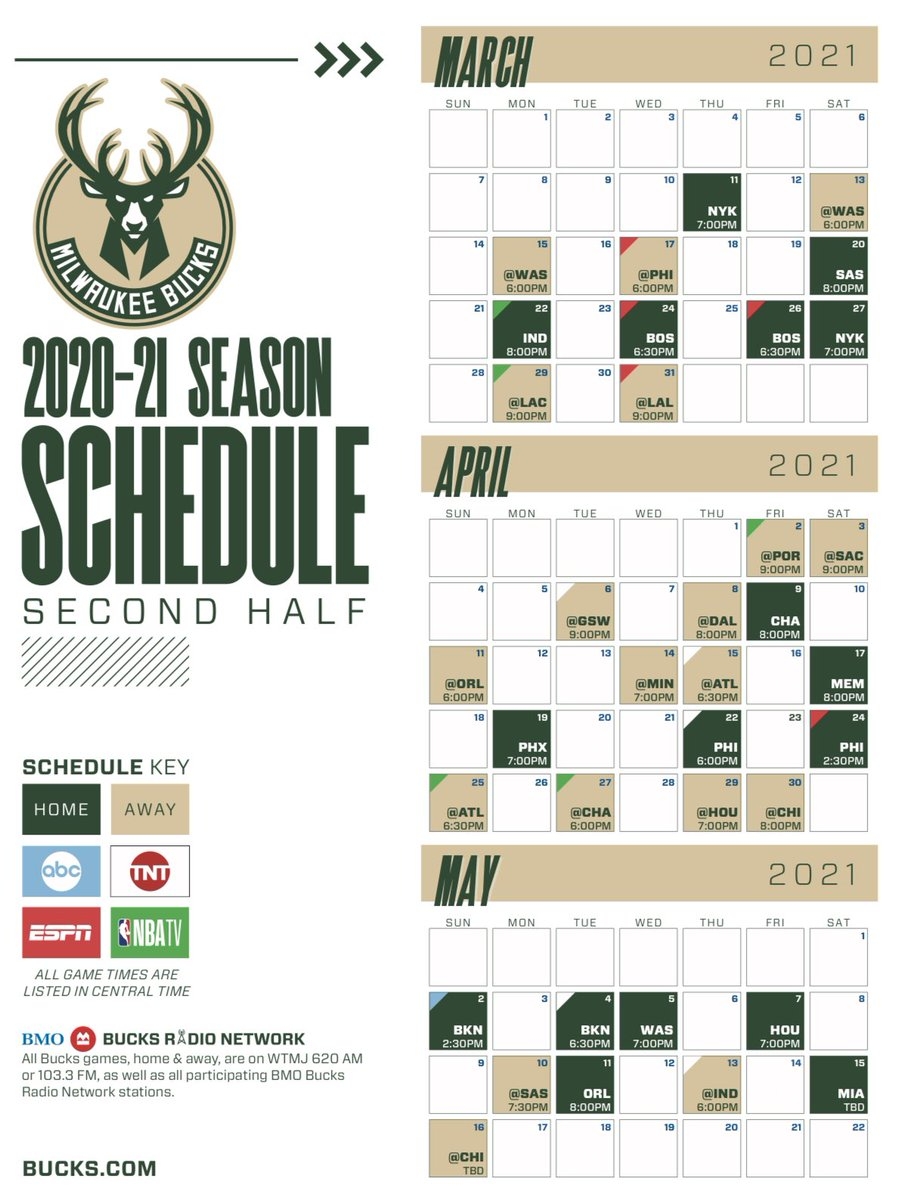 Milwaukee Bucks Print And Download The 2nd Half Schedule NOW At Https t co gvjFJN1YRG Https t co krufwzGd3I 