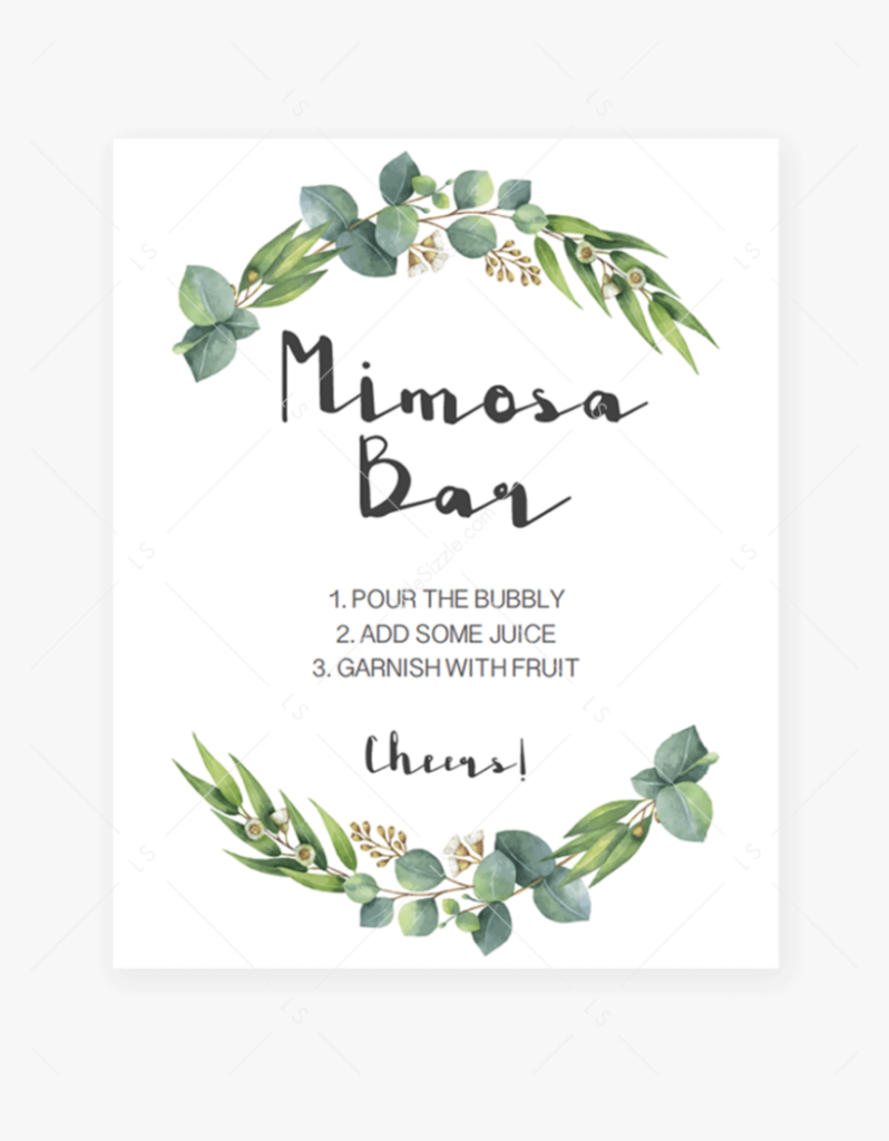 Mimosa Bar Sign Printable Free