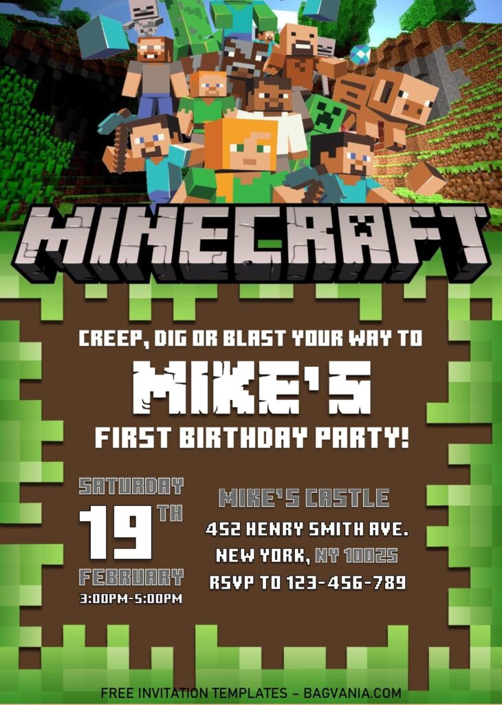 Minecraft Birthday Invitation Templates Editable With MS Word Minecraft Birthday Invitations Minecraft Birthday Card Minecraft Birthday
