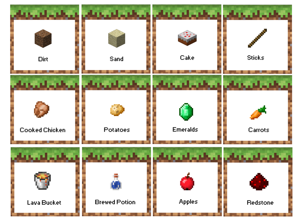 Free Printable Minecraft Food Labels