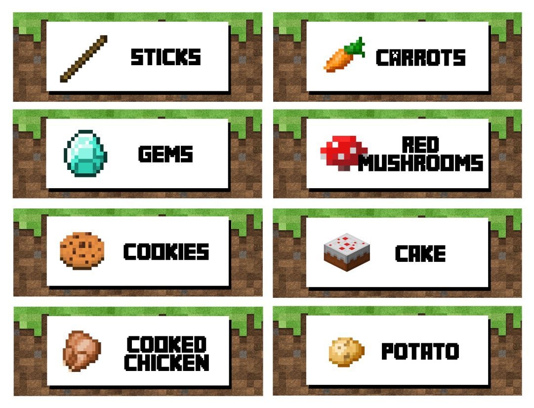 Free Minecraft Food Label Printables - Free Printable Templates