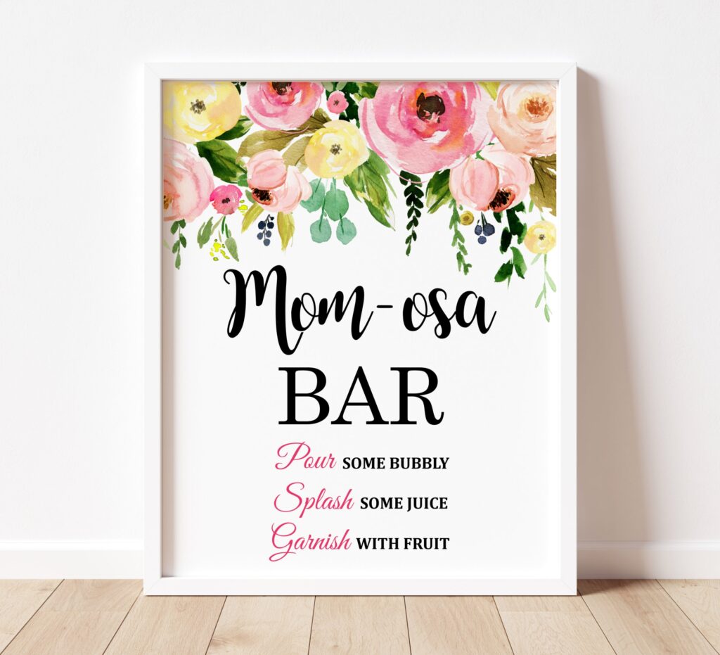 Mom osa Bar Sign Momosa Bar Sign Baby Shower Mimosa Bar Table Etsy de