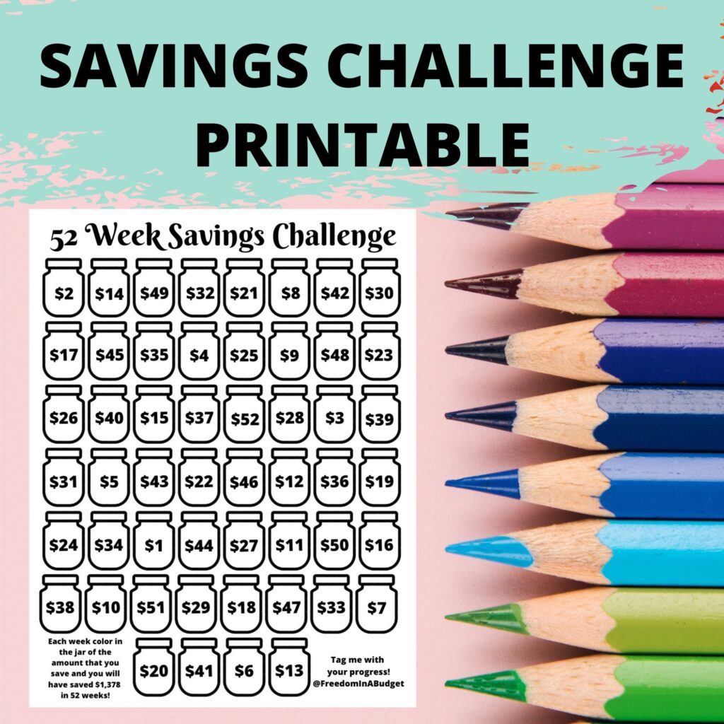 Money Saving Challenge Printable 52 Week Savings Challenge Etsy de