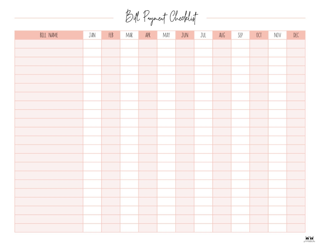 Monthly Bill Organizers 18 Free Printables Printabulls