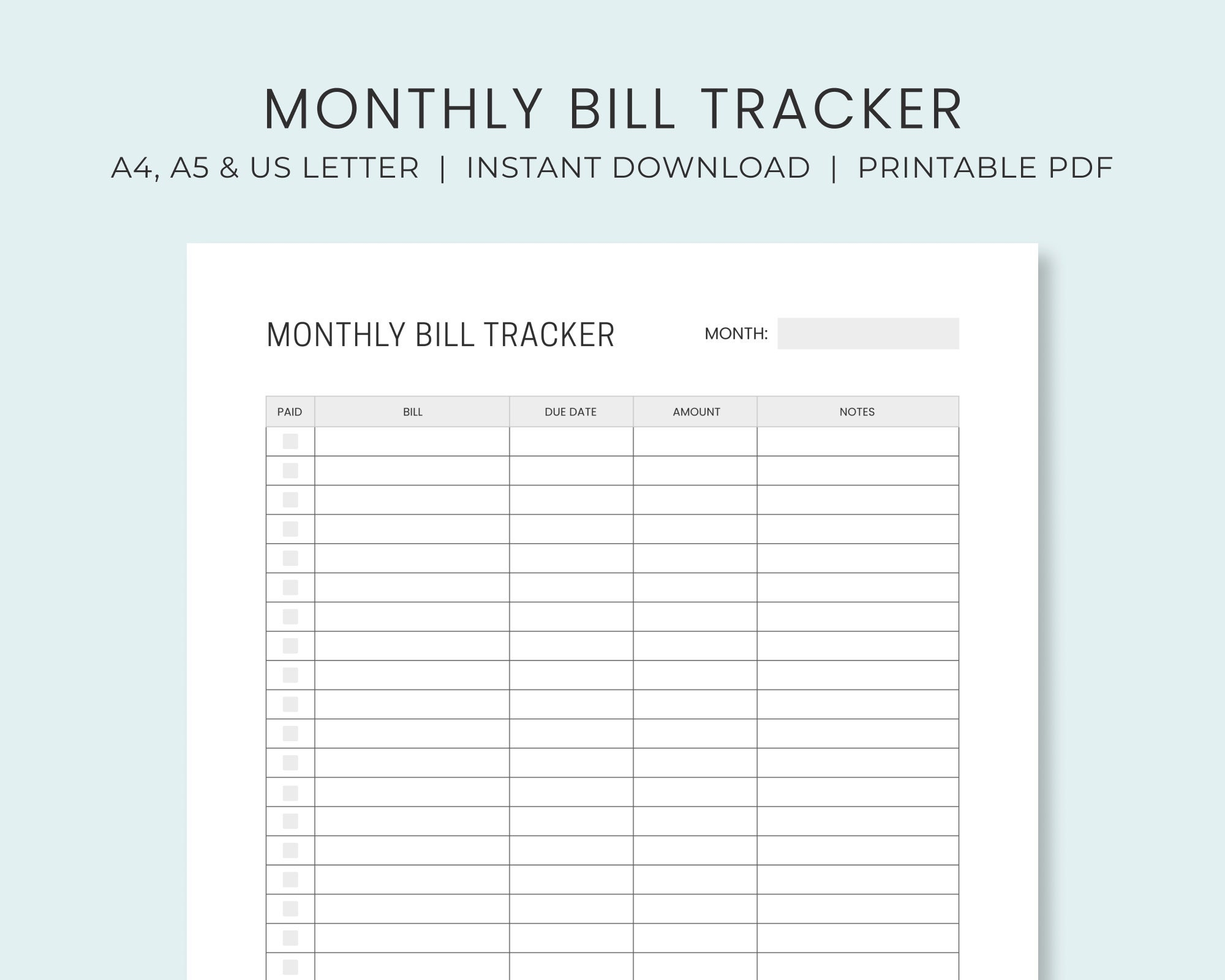 Monthly Bill Free Printable Bill Payment Checklist - Free Printable ...