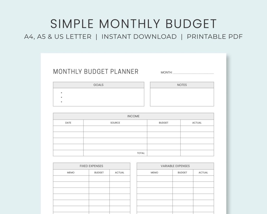 Printable Budget Planner Free