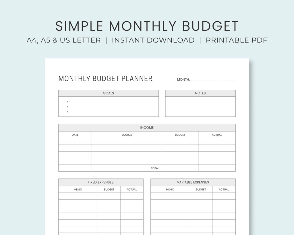 Budget Planner Printable Free